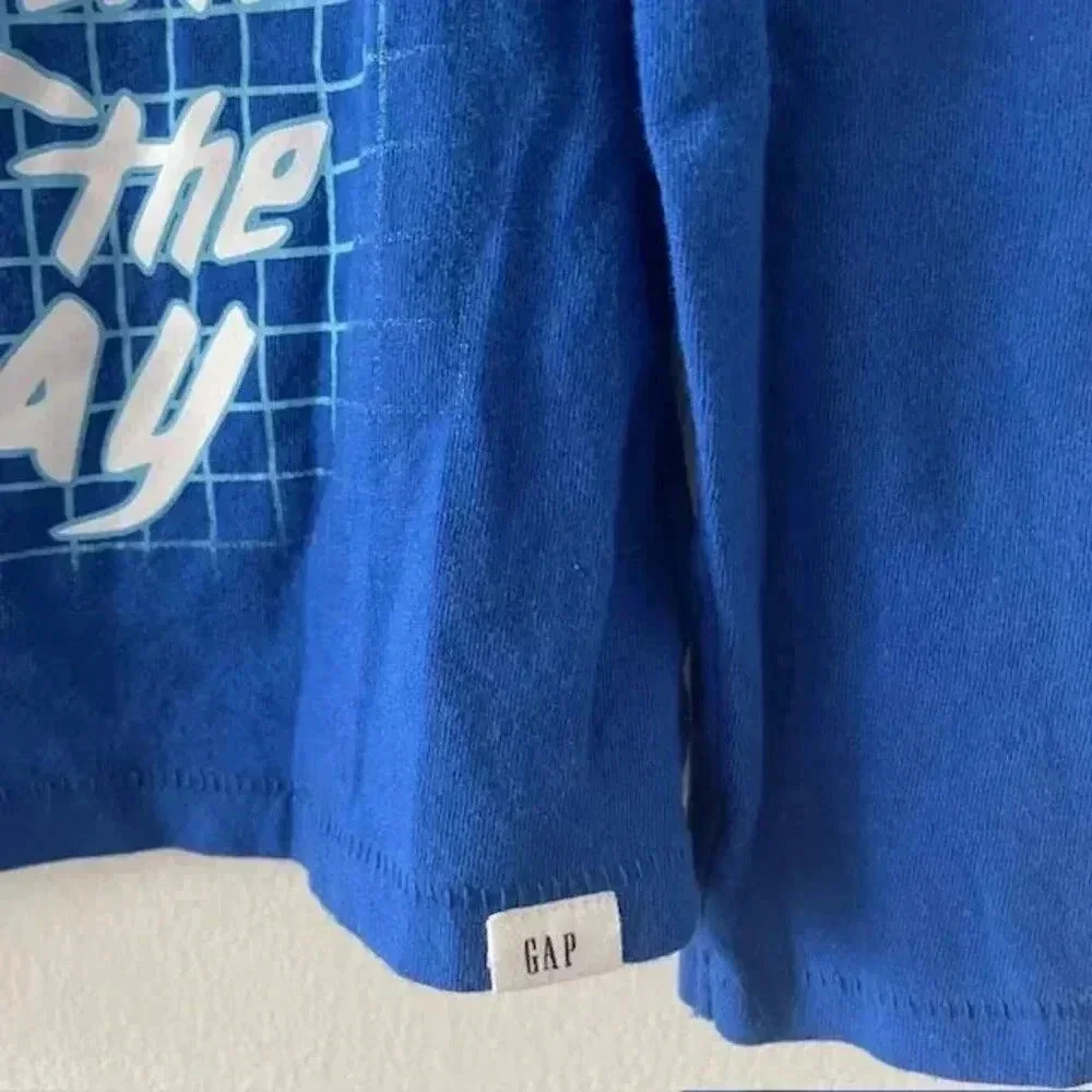 Gap Kids Graphic Long-Sleeve T-Shirt - Blue with Dinosaur Design - Size Small
